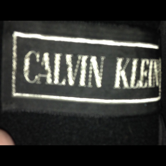 Vintage black wool fur trim Calvin Klein coat
